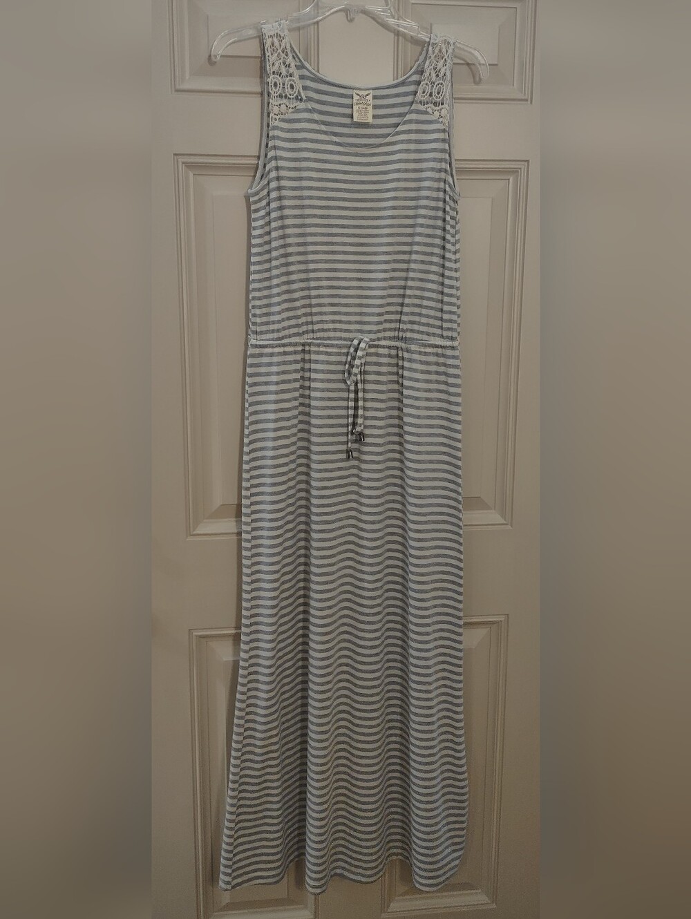 Faded Glory Gray and White Striped Maxi Dress